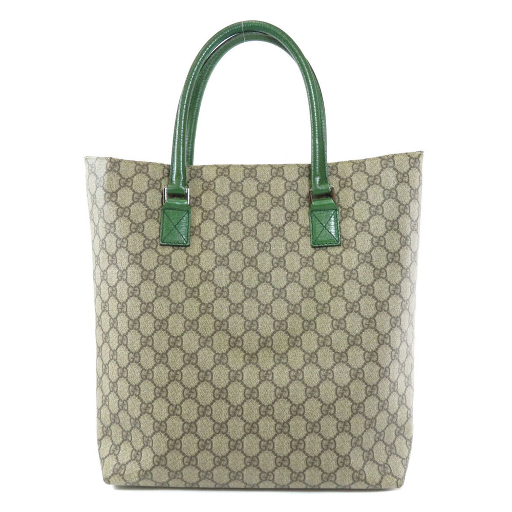 Gucci GG Supreme Tote Bag green leather handles trim - Picture 2 of 11